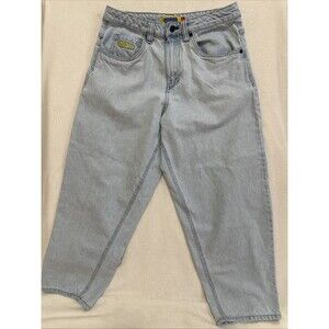 Empyre Jeans Baggy Tapered Drawstring Grunge Skater Sz 28 Light Wash Logo Pocket